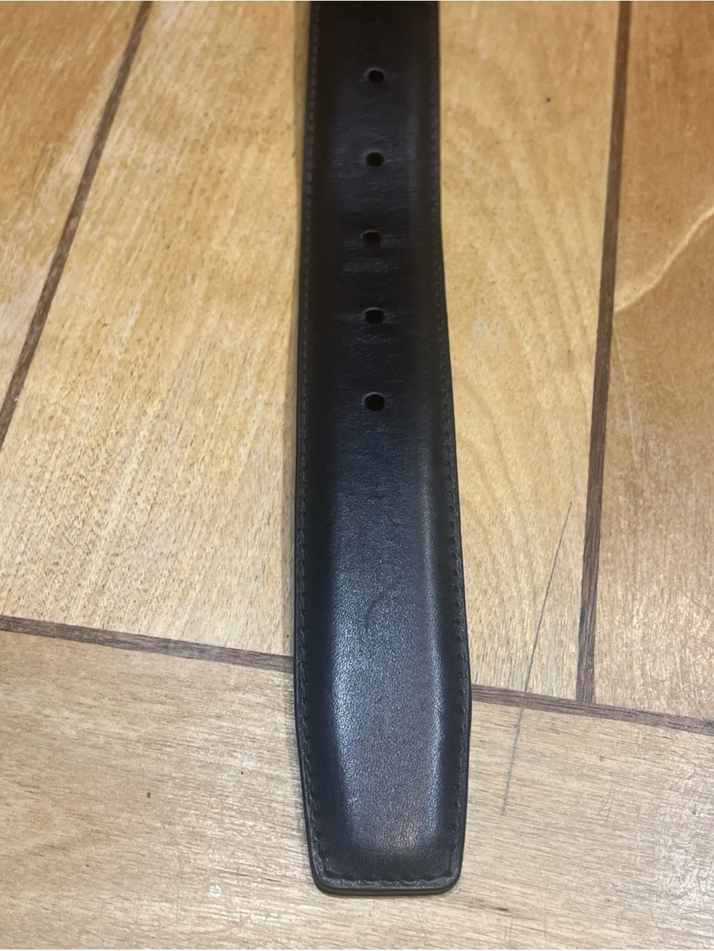 Magnanni Carbon Leather Belt with Silver Buckle Made in Spain Size 34 Black